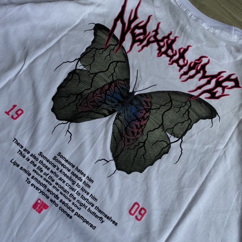 BAJU KAOS PRIA DISTRO ORIGINAL NEXT-TIME BUTTERFLY HITAM PENDEK / KAOS DISTRO SABLON PLASTISOL