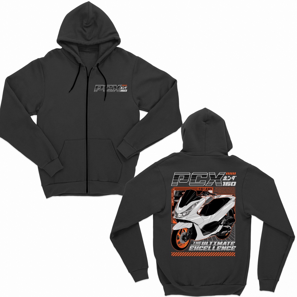 JAKET ZIPPER HONDA PCX 160 WHITE EDITION BIG SIZE JUMBO