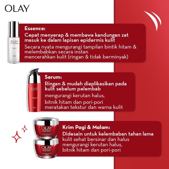 Olay Powerful Duo Pencerah + Anti Aging - Krim Pelembab, Essence Wajah