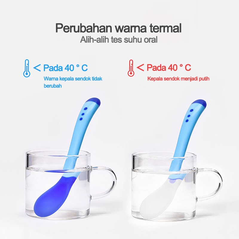 Sendok makan bayi silikon / Sendok dan Garpu Pengubah Suhu Bayi/Sendok Dan Garpu Pengubah Suhu Bayi Silikon Lembut/C 26