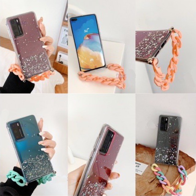 Chain Glitter Case OPPO RENO 5f 5 4f 3 2 A54 A33 A53 A15s Vivo X60 Pro Y51 Samsung A32 A52 A72 M02