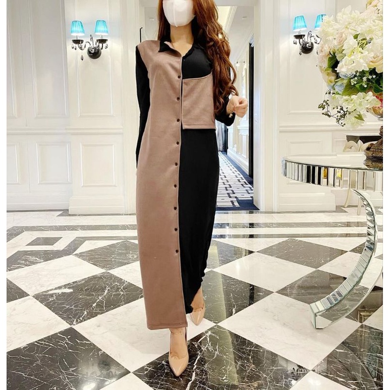 MAXI DRESS ZR SUEDE PREMIUM / LONG DRESS WANITA / FASHION WANITA NOB