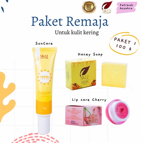 SR12 PAKET SKINCARE REMAJA UNTUK KUSAM/KERING/SUNBLOCK/HERBAL SOAP/LIPCARE/BPOM