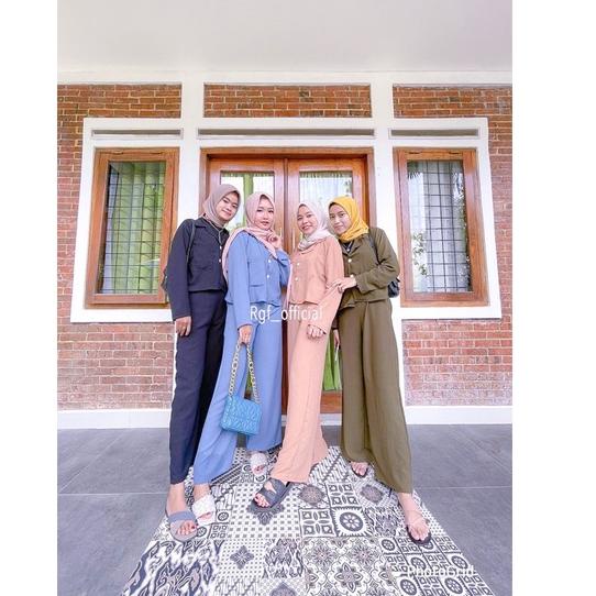 Best Seller.. ONE SET CROP TOP BLEZER || KEMEJA CROP CRINGKLE || SET WANITA