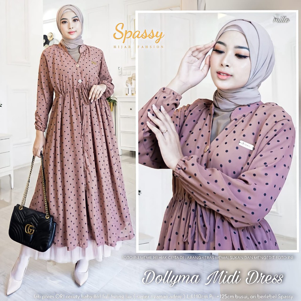 SPASSY DRESS MUSLIM WANITA DOLLYMA MIDI DRESS