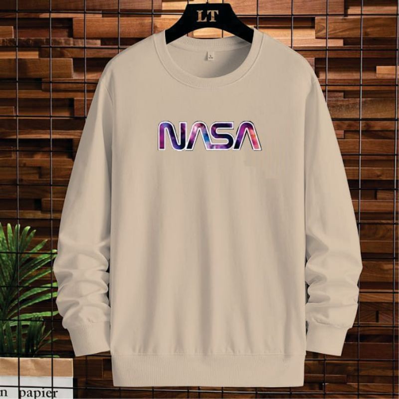 Sweater crewneck pria wanita NASA GALAXI termurah/basic pria wanita terbaru bahan fleece tebal