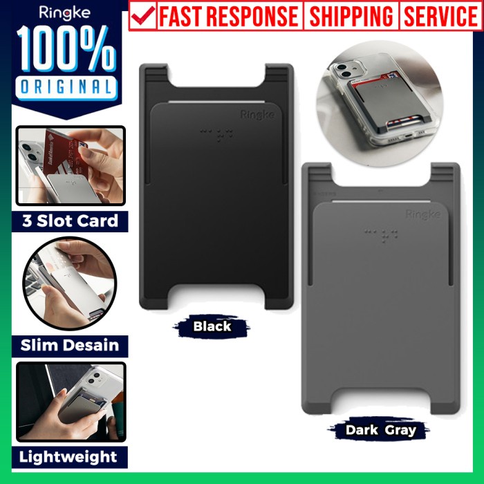 

READY Card Holder HP Ringke 3 Card Slot Dompet Kartu Holder Handphone - Black TERLARIS