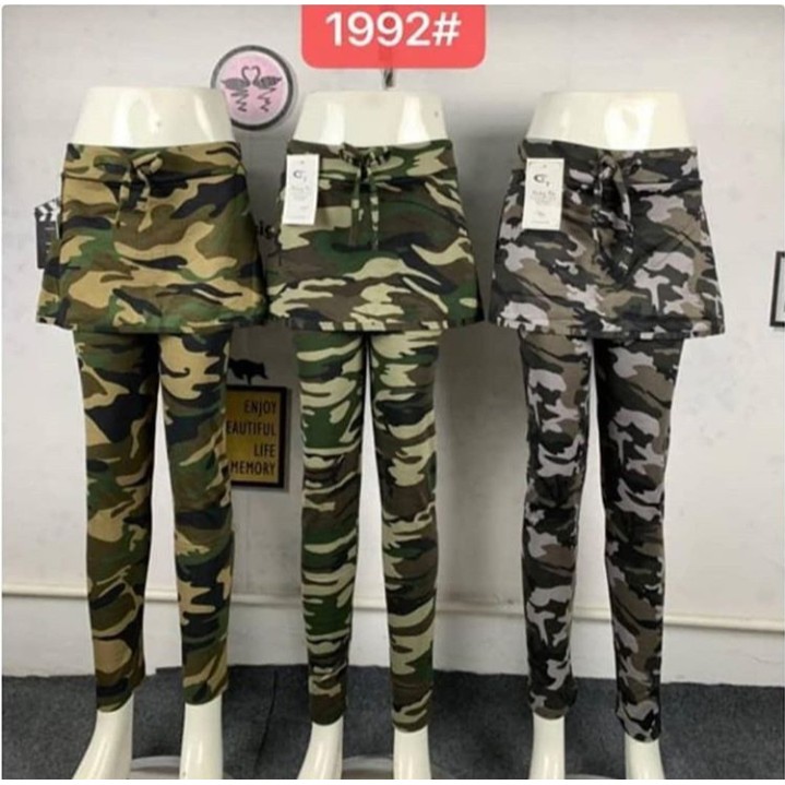 Celana Rok Senam Army - Celana Senam- Celana Rok Legging Army - Training Loreng Wanita