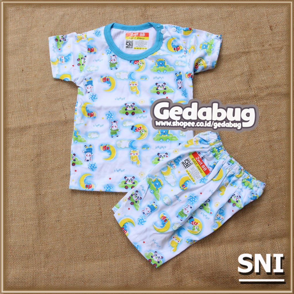 Setelan Piyama Bayi dan anak Standar SNI Swit Zwit BB KAOS Pendek Setelan Bayi Motif Kecil PENDEK