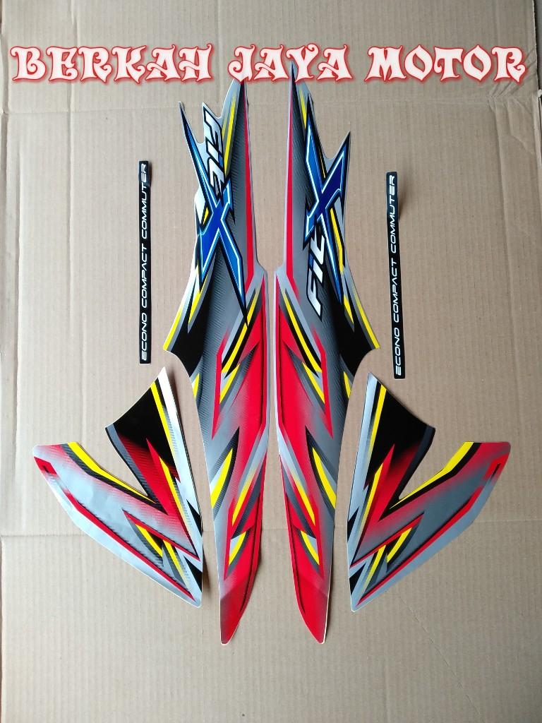 STIKER STRIPING LIS BODY SUPRA FIT X SILVER MERAH TAHUN 2008