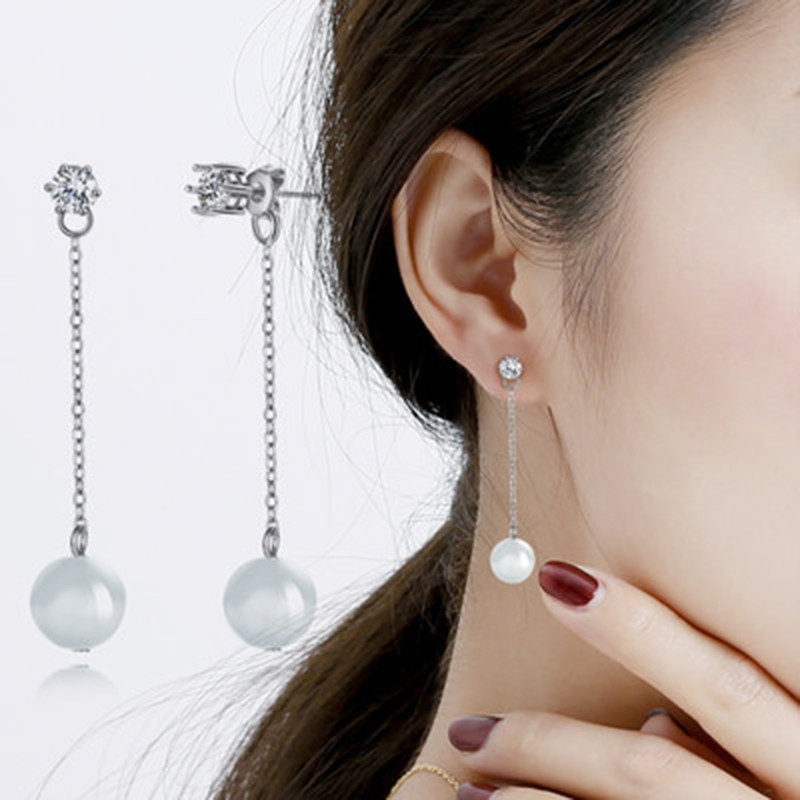 925 anting perak sterling anting-anting wanita dengan perhiasan fashion berlian