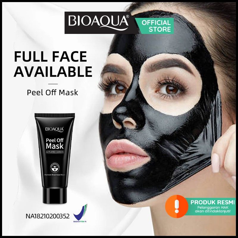 {DS}【BPOM】BIOAQUA peel off Mask Charcoal Anti-Blackhead mask 60g - peel off 60g