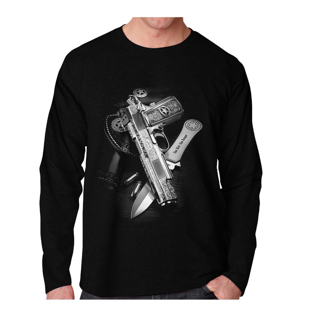 Kaos Pria PISAU PISTOL Oblong Panjang, T-shirt Distro Baju Distro Pria Keren