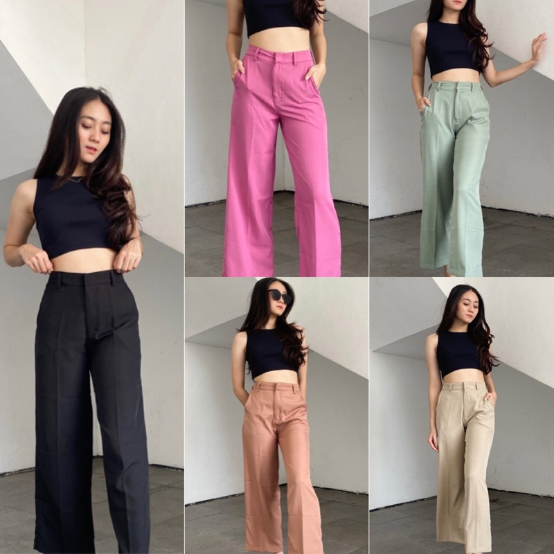 HL LOOSE TROUSER PANTS FLOWY S-XXL (REALPICT)