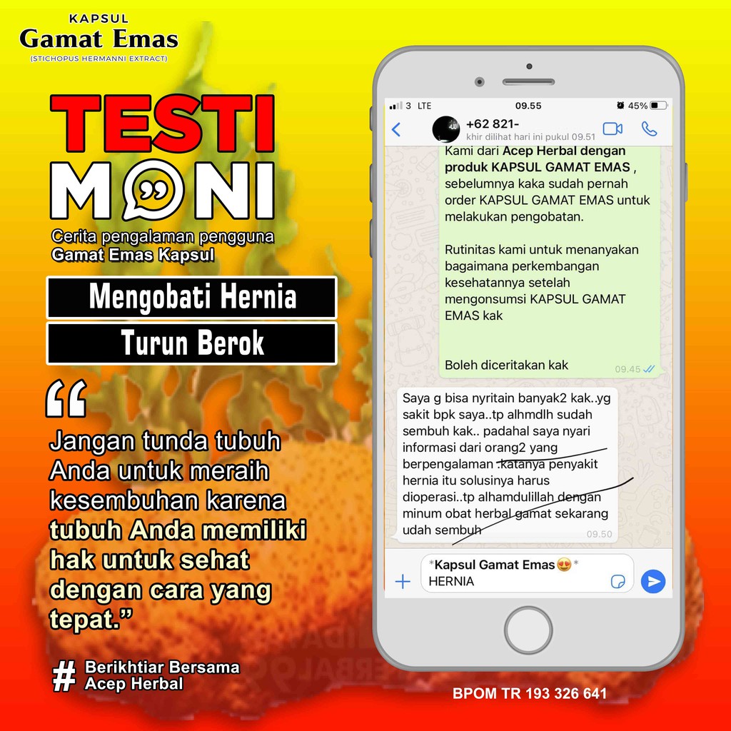 Obat Hernia Turun Bero Berok Burut Hidrokel Varikokel Nyeri Jakar Testis Bengkak Buah Zakar Besar Sebelah Gede Linu Kanker Prostat Epididmitis Air Mani Encer Pengental Sperma Penyubur Atasi Ejakulasi Dini Anti Loyo GAMAT EMAS KAPSUL ASLI PALING ORIGINAL-1