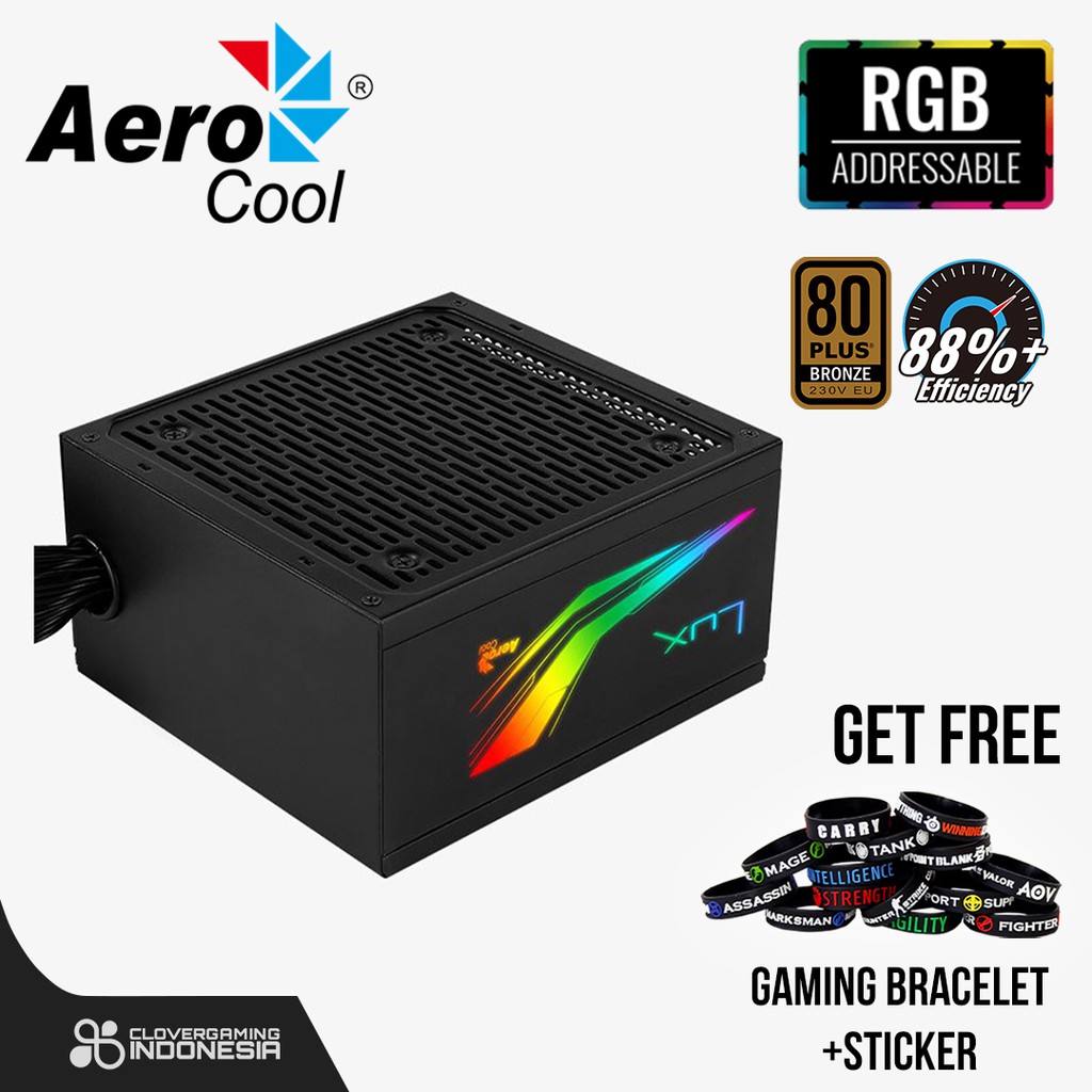 AeroCool LUX RGB 550W 550M PSU ATX Power Supply 80+ Bronze Aero Cool Non Modular