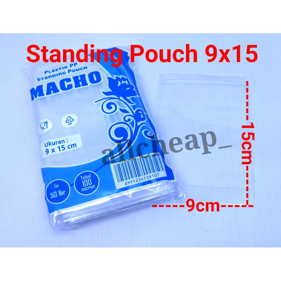 Isi 50PCS PLASTIK PP ZIPLOCK STANDING POUCH 9X15 PLASTIK SEGEL PP KLIP BERDIRI BENING 9 x 15