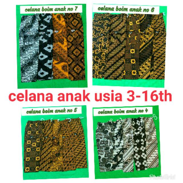 CELANA BOIM ANAK USIA 2-13TH BATIK PRIA DAN WANITA