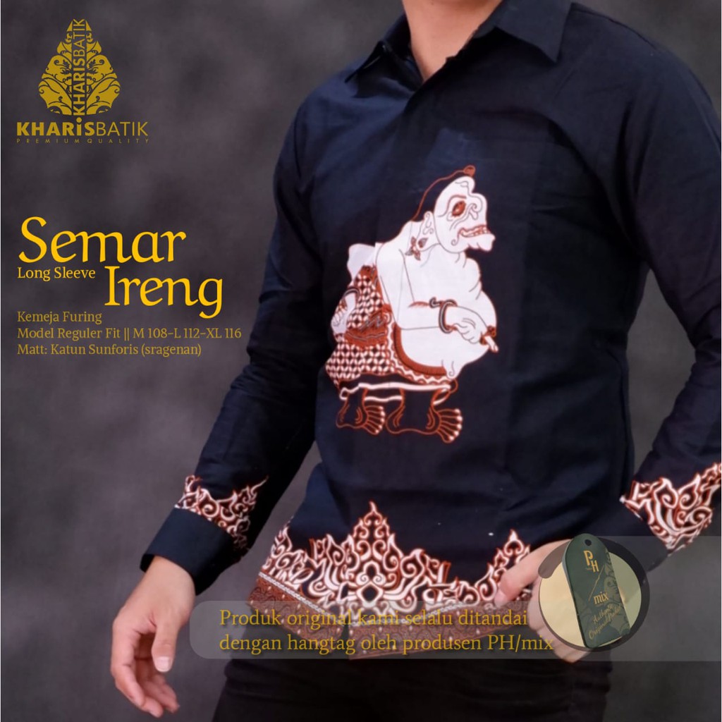 SEMAR IRENG KHARIS BATIKSOLOAMANAH KEMEJA BAJU BATIK PRIA SOLO LENGAN PANJANG PENDEK LAPIS FURING ATASAN BATIK PREMIUM MODERN KATUN HALUS MERAK GOLD ABYUDAYA PUSARA MULYO PARI COKLAT NOGO KENCONO ARI WARDANA GEBER MULYO WAYANG CATUR PARANG SUNGU BRAHMANA