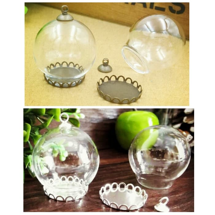 Glass Dome Bubble Besar Bola Kaca Bottle Charm Bahan Terrarium Mini