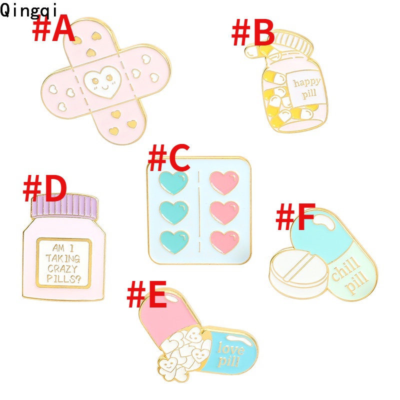 Bros Pin Enamel Desain Kartun Obat Pil Tulisan Love Untuk Hadiah Anak