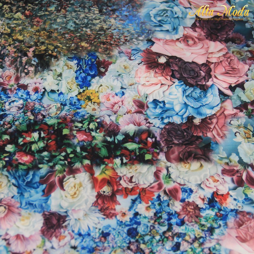 

Alta Moda Silky Satin Italy Motif Floral Full Abstrack Warna Biru (1M)