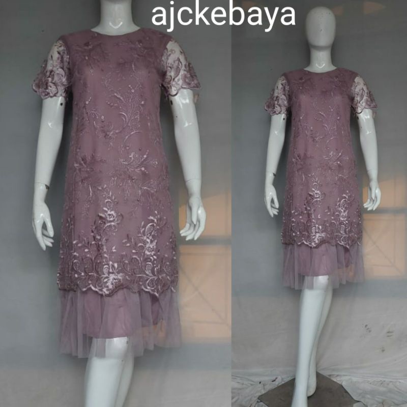 DRES/DRES TULLE/DRES TERBARU/DRES MODERN/KEBAYA DRES/PAKAIN PESTA/AJC KEBAYA