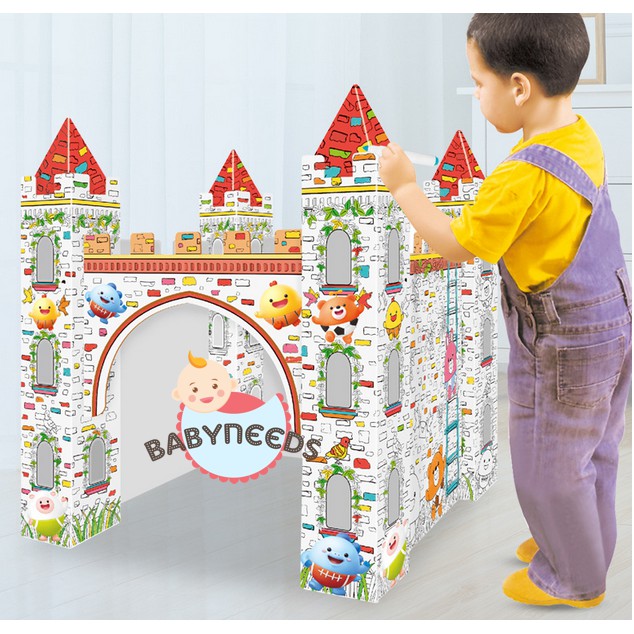 COLOURING KIDS ACIVITY PLAYHOUSE RUMAH KARDUS DIY DOODLE  ROCKET HOUSE