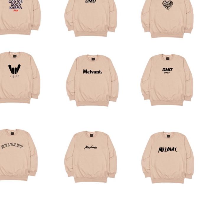 12.12 CREWNECK DISTRO BRAND BALI PREMIUM TERBAIK CREAM/LATTE - MELVANT/VOORDUREND/MAYHEM/HANDMAD/DMD