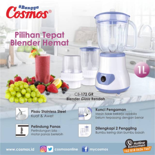 Blender 3in1 Kaca Cosmos CB-172 GR