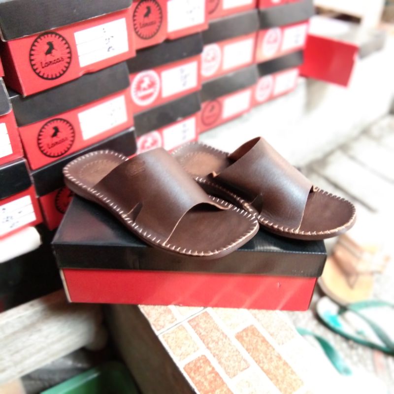 Sandal Slop Pria Kulit Lancas Terbaru