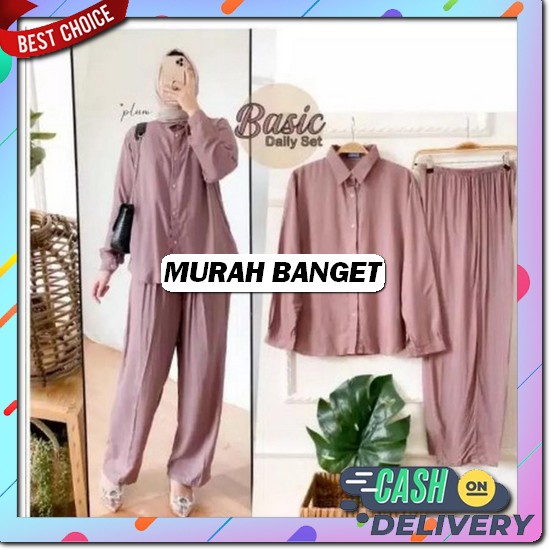 Setelan Celana Wanita Import Bangkok Baju One Set Kekinian Remaja 06024Kanikolo Basic Daily Set Jumb