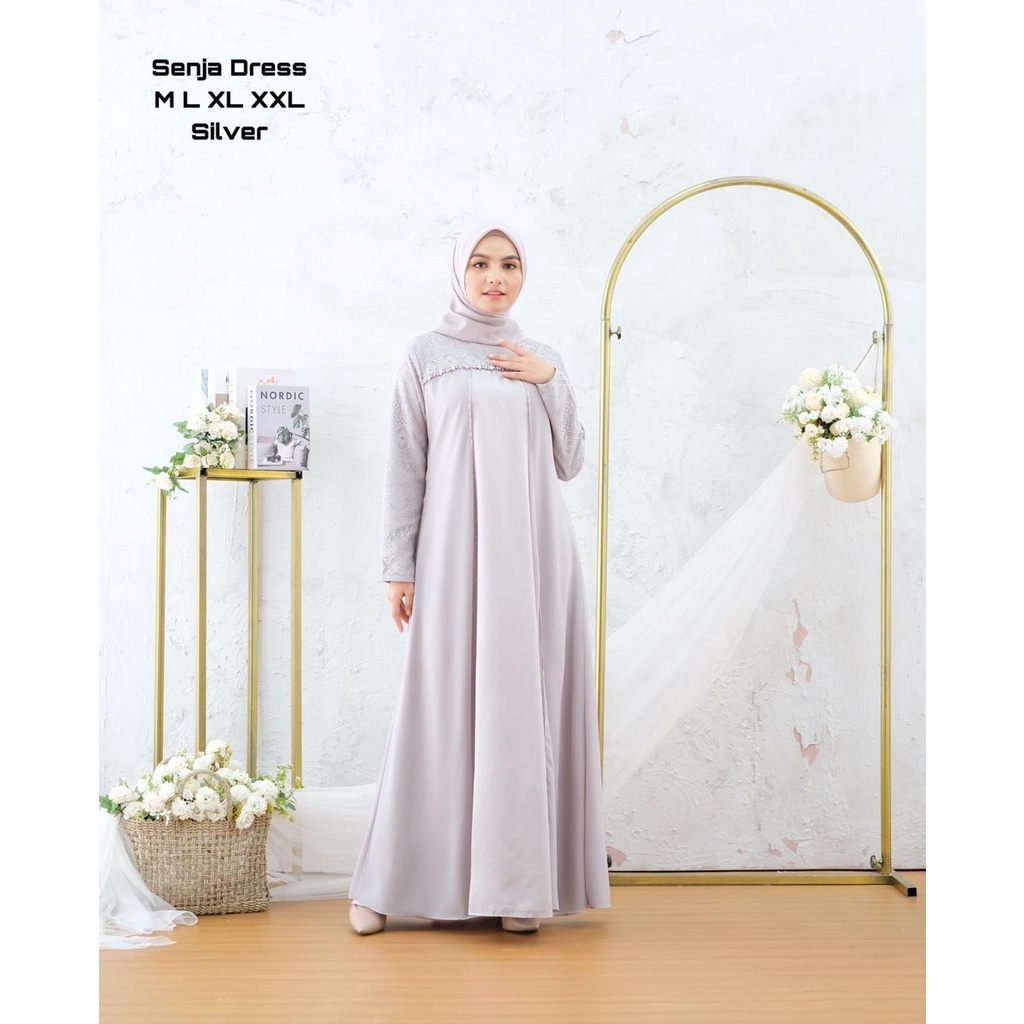 Permata_Olshop / Senja Dress NF / Kebaya Gamis Brukat Pesta / Baju Dress Wanita Modern