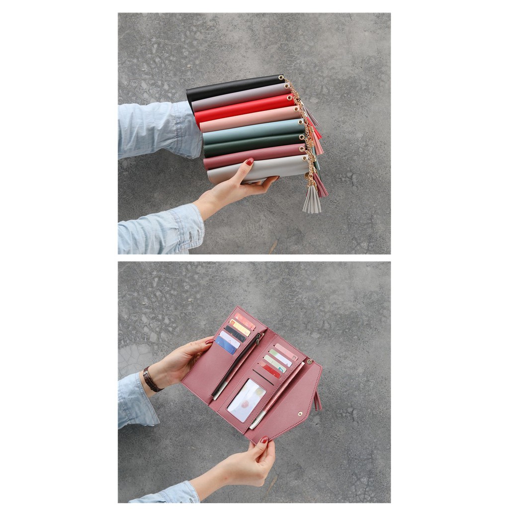 Dompet Korea Lomenia Lipat Panjang Fashion Cewek Gantungan Hati LOD017