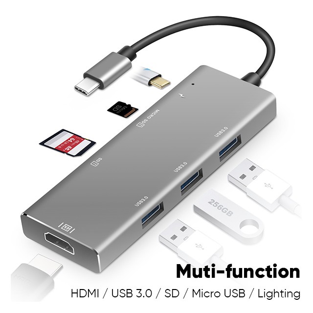 Bepop Type C Hub To Hdmi Adapter SD Card USB 3.0 Ports 7 in 1 Hub