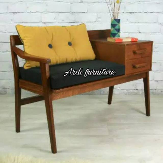 Kursi sofa santai 2 laci minimalis jati kerajinan kota ukir jepara