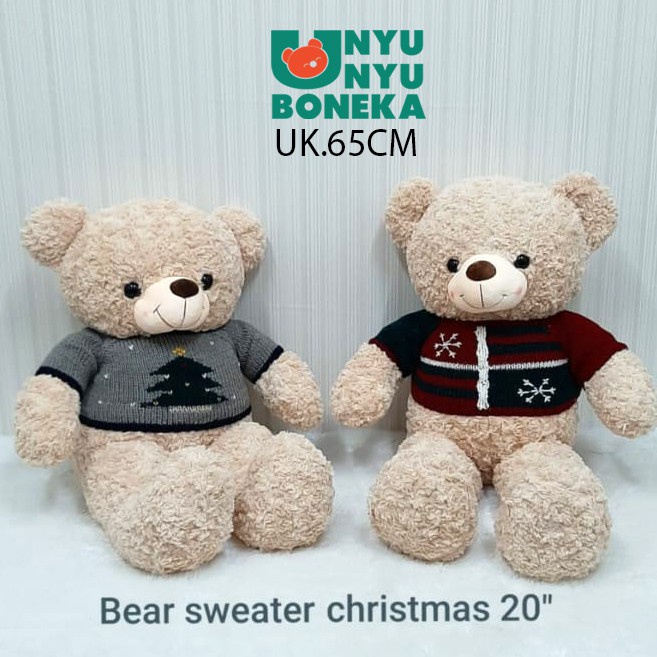 Boneka Teddy Bear sweater natal merry Christmast 65cm Souvenir kado