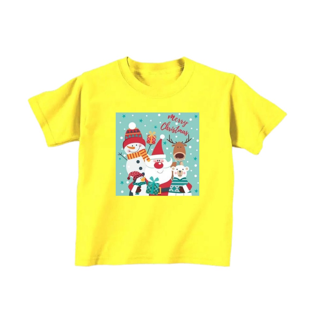 Kaos Distro Natal Anak Laki Laki Gratis Topi Umur 2 - 10 Tahun Pakaian Kaos Atasan Natal Anak Lengan Pendek SGL