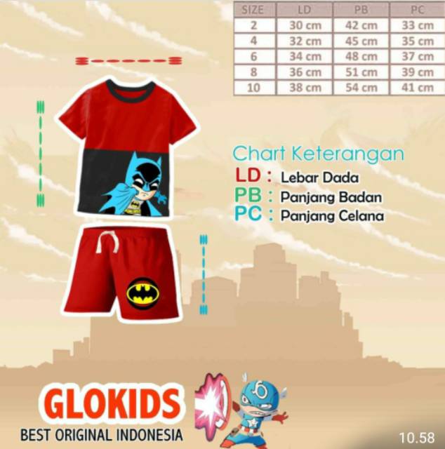 Setelan Superhero Anak I  Set Anak Laki  Laki 2-7 Tahun I Baju Anak Glokids