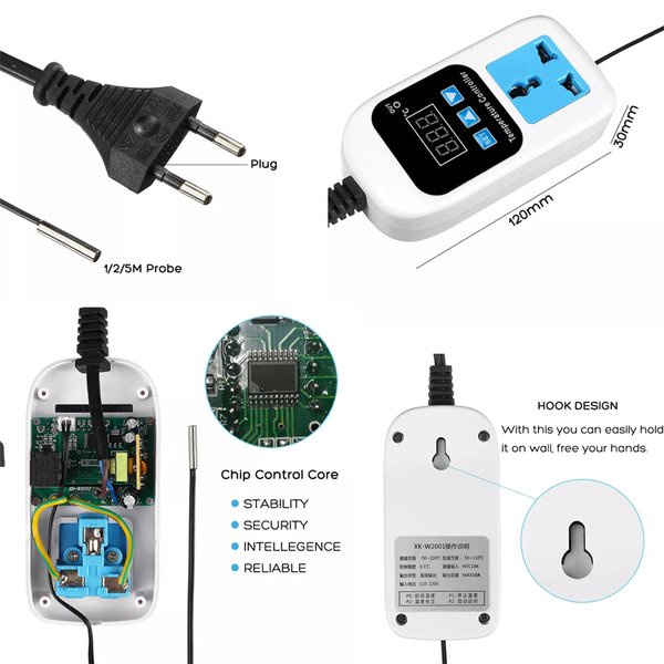 Digital Thermostat Regulator Kontrol Suhu Mesin Tetas AC Kipas Angin