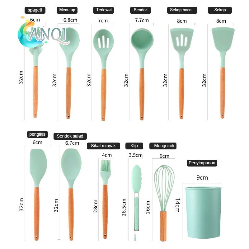 Spatula Silikon Set Utensil / Peralatan Dapur Anti Leleh