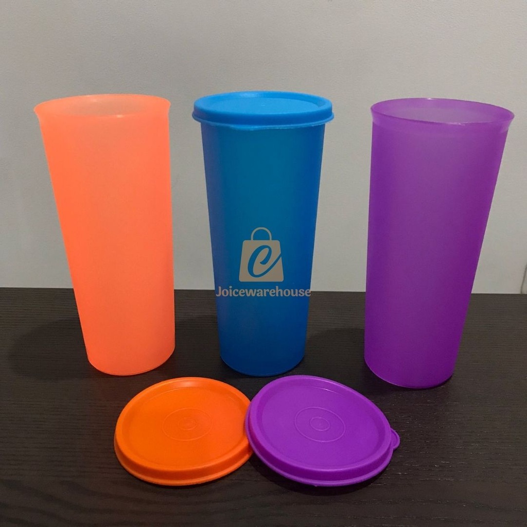 TEMPAT MINUM GELAS PLASTIK PLUS TUTUP WARNA WARNI TUMBLER PLASTIK COLOURFULL BOTOL MINUM