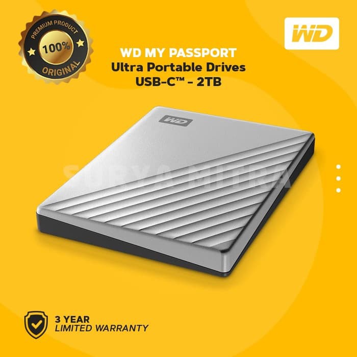 Hardisk Eksternal WD My Passport Ultra 2TB Type C USB 3.1 (Free Pouch)