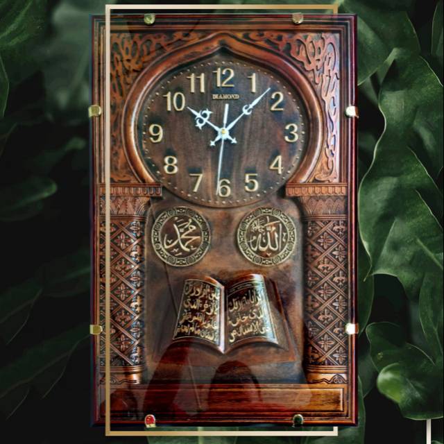 Jam Dinding Diamond Kaligrafi Emboss Printed Kotak Besar JUMBO