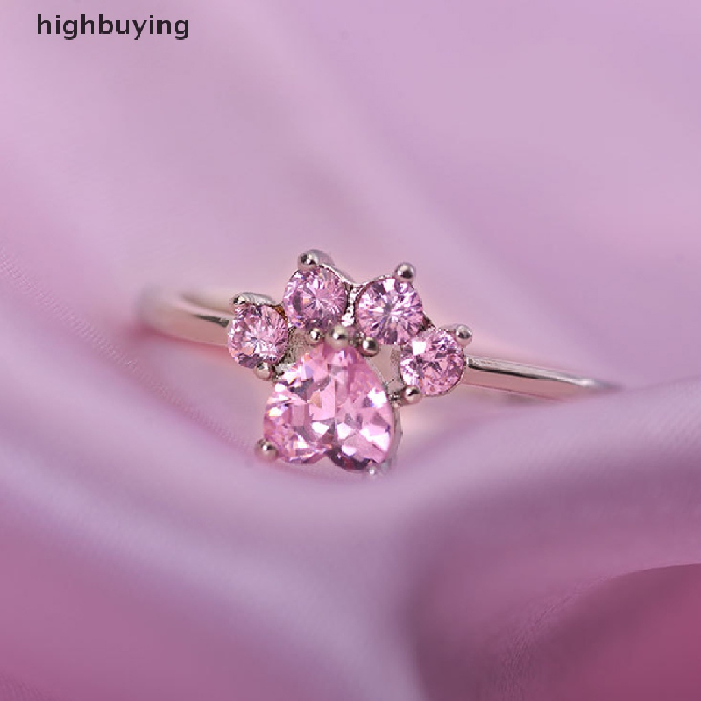 Hbid Cincin Kawin / Tunangan Kristal zircon Model Cakar Kucing Warna pink Untuk Wanita