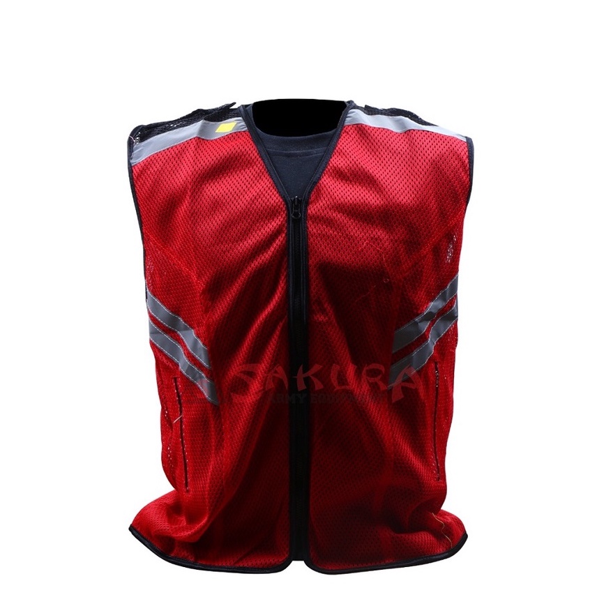 Rompi Jaring Rusuk Merah Rompi Safety Rompi Parkir Polos