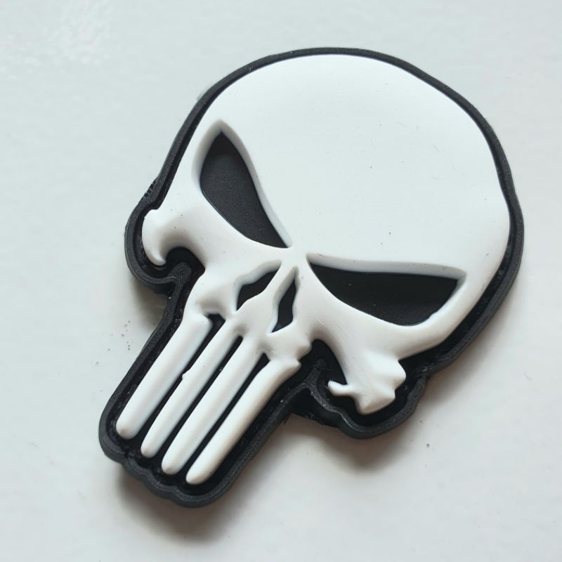 PATCH RUBBER PVC LOGO SKULL FUNISHER 3D TIMBUL/TEMPELAN EMBLEM KARET VELCRO