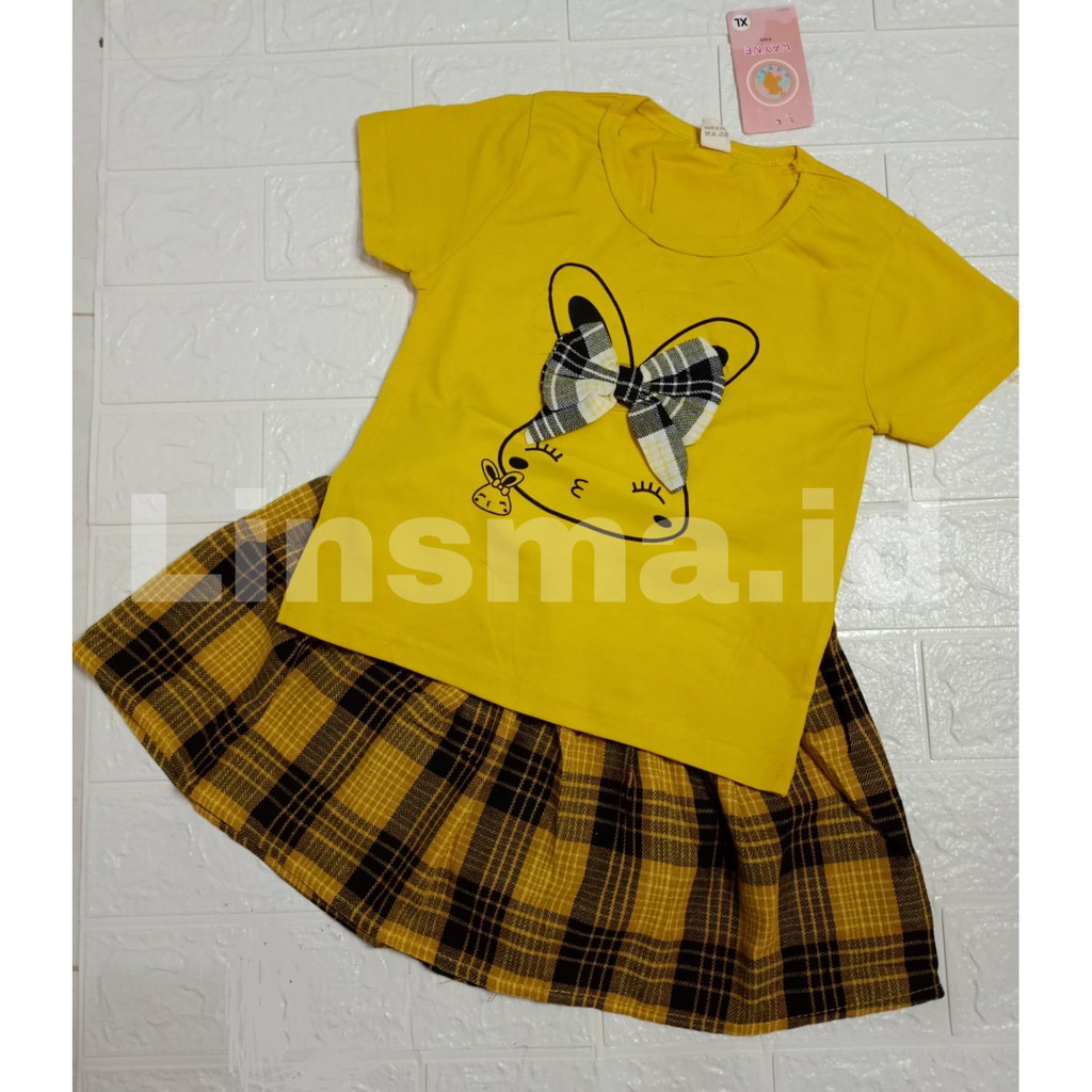 Baju Dress Setelan Anak Perempuan usia 9 Bulan - 4 Tahun 2in1 Import Premium | Korean Style