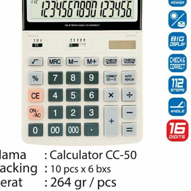 

Terlaris Joyko CC-50 Calculator 16 digit angka / Kalkulator / 16 Digits jumbo ✔