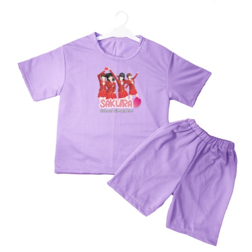 Setelan Kaos Anak SAKURA 02  Oblong Pendek + Celana Size S,M,L/SET ANAK